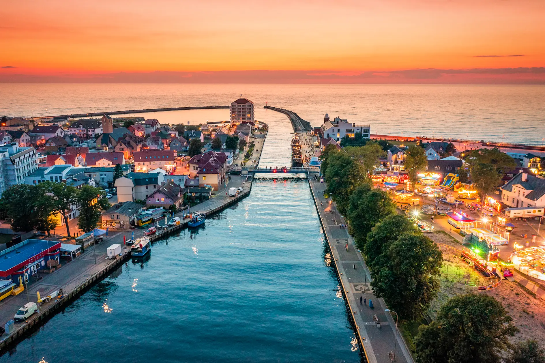 Port Darłówko o zachodzie słońca